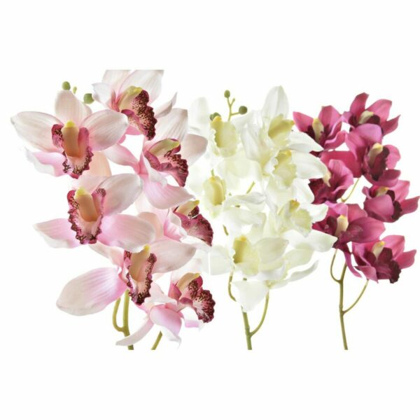 Декоративно Цвете DKD Home Decor Орхидея Плат PE (14 x 8 x 61 cm) (3 броя)