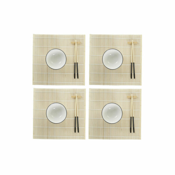Комплект Суши DKD Home Decor Бял Бамбук Каменинов (14,5 x 14,5 x 31 cm)