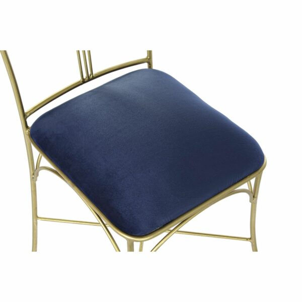Трапезен стол DKD Home Decor Син Златен полиестер Месинг (45 x 42 x 88,5 cm)