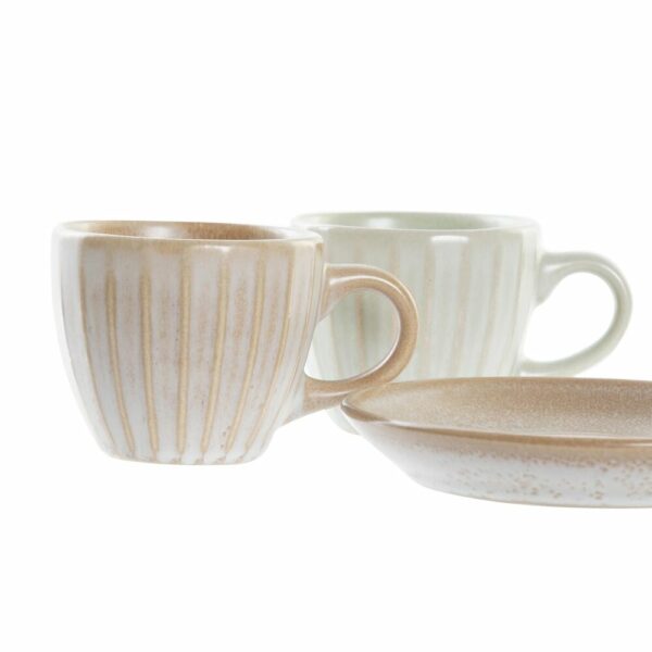Комплект чаши за кафе части DKD Home Decor Зелен Светло розово Каменинов (90 ml) (2 броя)