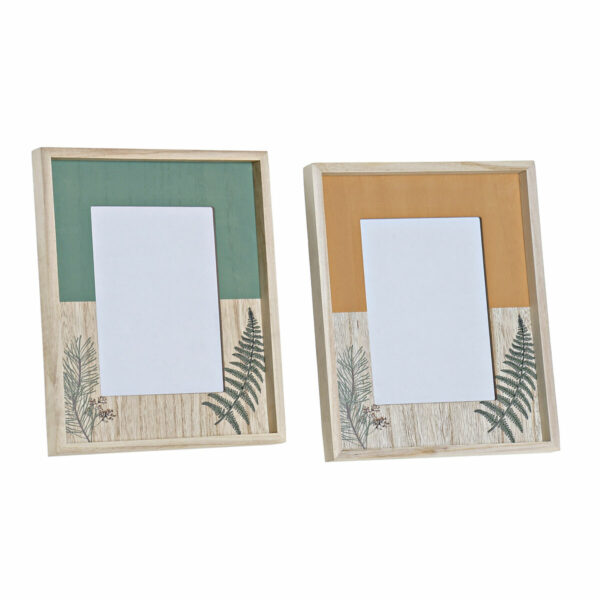 Рамка за снимки DKD Home Decor Кристал Дървен Оранжев теракота Зелен Скандинавски (22 x 3 x 27 cm) (2 броя)