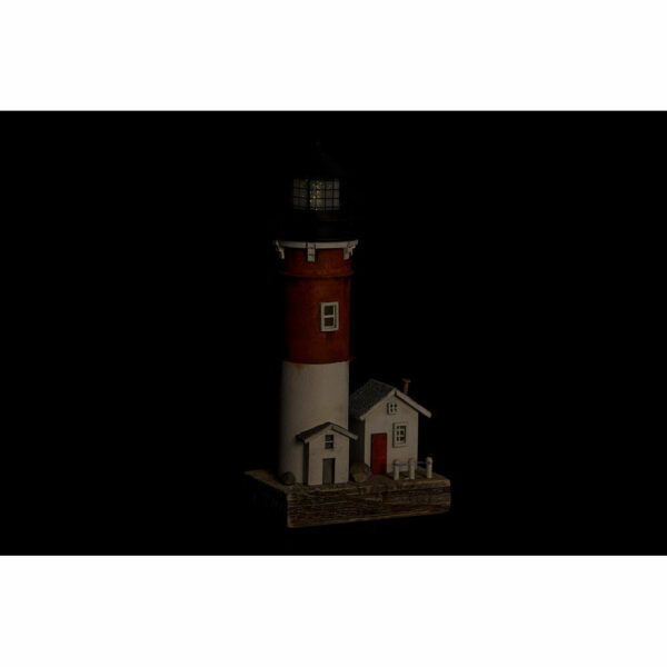 Декоративна фигурка DKD Home Decor Червен Фар Дървен LED Къща (13 x 8 x 27 cm)