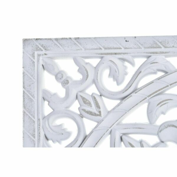 Стенно огледало DKD Home Decor Бял Mandala Арабин Дървен MDF Гранитогрес (50 x 1,5 x 50 cm)