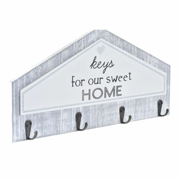 Закачалка на Ключове DKD Home Decor Сив Метал MDF (39 x 4 x 19 cm)