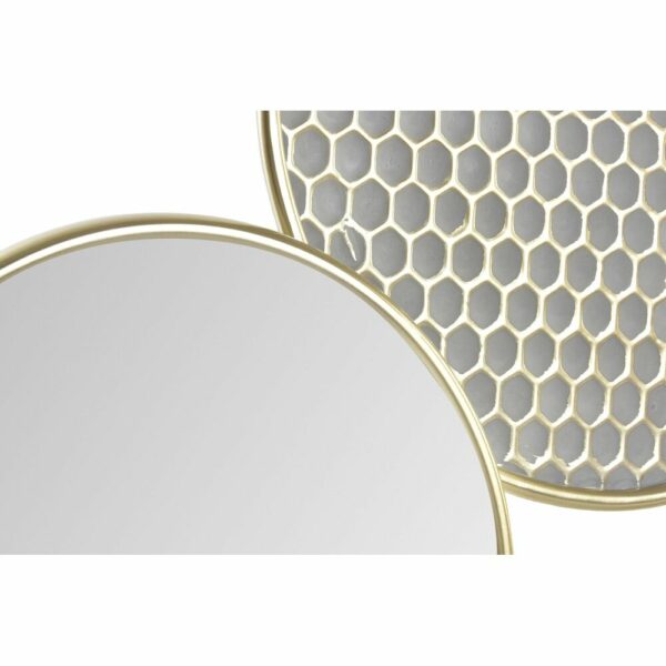 Декорация за стена DKD Home Decor Огледало Сив Златен Метал Бял Ориенталски Кръгове (110 x 4 x 58 cm)