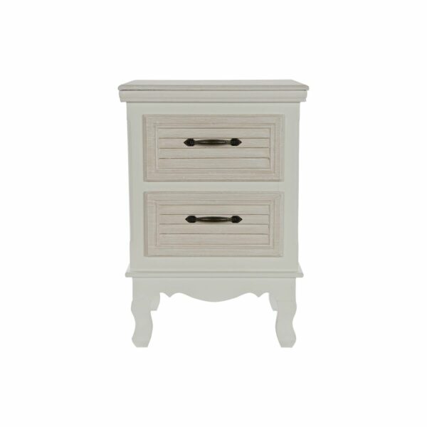 Нощно шкафче DKD Home Decor Бял Естествен Дървен (37 x 33 x 54 cm)