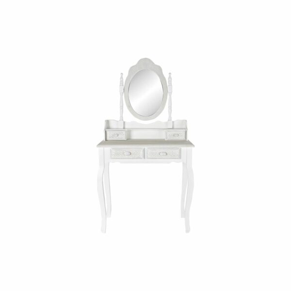 Тоалетка DKD Home Decor Огледало Бял ABS Дървен MDF (75 x 40 x 142 cm)