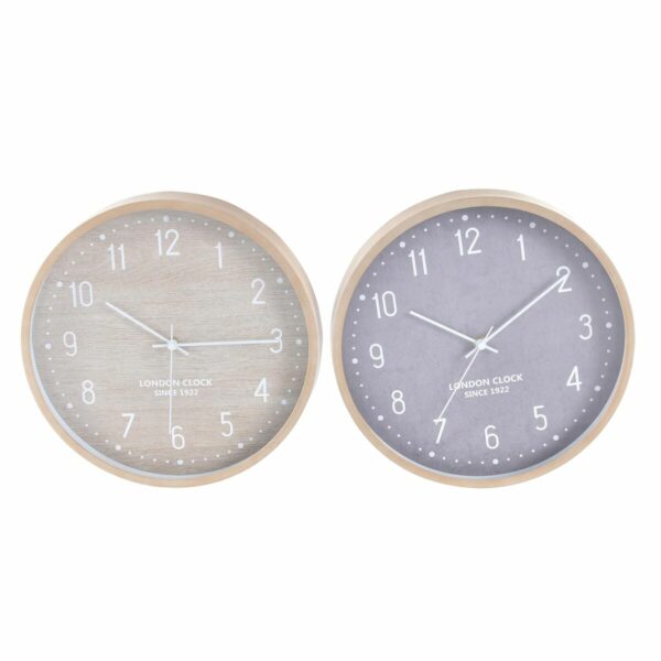 Стенен часовник DKD Home Decor Сив Бежов PVC (30 x 4 x 30 cm)