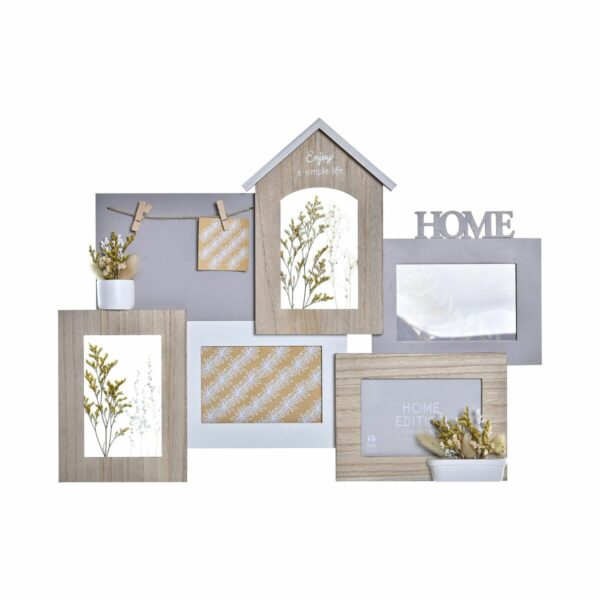 Рамка за снимки DKD Home Decor Дървен Цвете Естествен (55 x 4 x 41 cm) (2 броя)