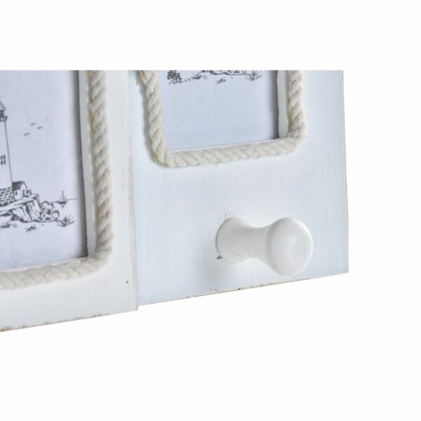 Рамка за снимки DKD Home Decor Стенна закачалка Кристал Син Дървен Бял Средиземноморско (47 x 5 x 28 cm)