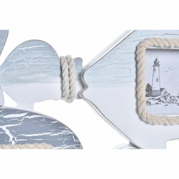 Палос DKD Home Decor Риби Син Дървен Въже Алуминий Бял Спирали Средиземноморско (40 x 3 x 23 cm)