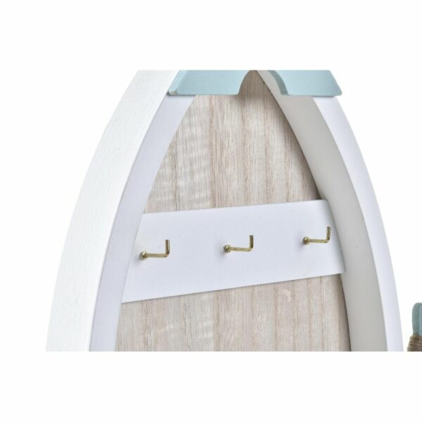 Закачалка на Ключове DKD Home Decor Дървен Бял Селесте (28 x 3 x 38 cm)