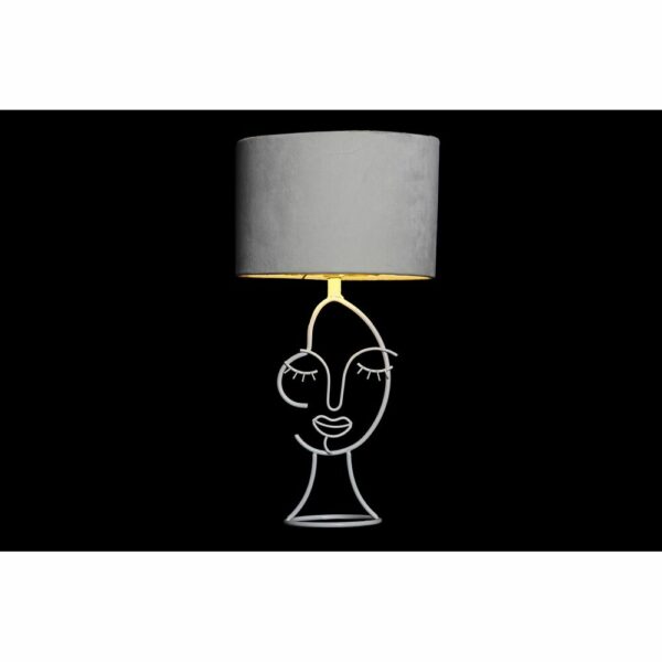 Настолна лампа DKD Home Decor Лице Бежов Златен Метал полиестер Кадифе Бял Светло розово 220 V 50 W Модерен (24 x 24 x 45 cm) (2