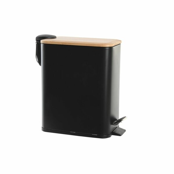 Кошче за боклук DKD Home Decor Естествен Черен Метал Бамбук (5L) (28 x 14 x 28 cm)