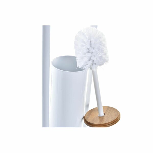 Поставка за Тоалетна Хартия DKD Home Decor Естествен Метал Бял Бамбук (22 x 22 x 80 cm)