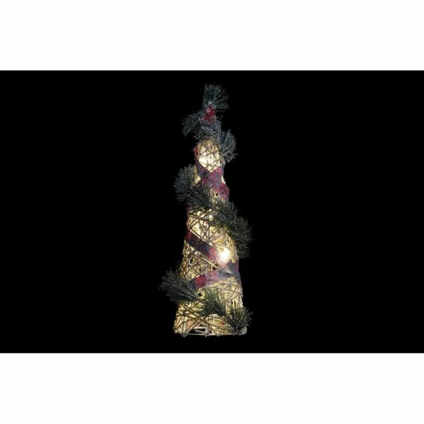 Декорация DKD Home Decor Коледа LED Конуси 3 Части Pатан Снежен (20 x 20 x 80 cm)