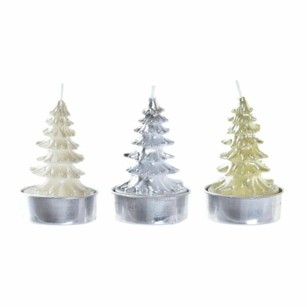 Комплект Свещи DKD Home Decor Дърво Коледа (2 x 2 x 3,7 cm) (3 броя)