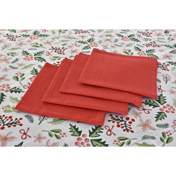 Комплект покривки за маса DKD Home Decor Коледа Червен полиестер Памук Зелен (150 x 150 x 0,2 cm)