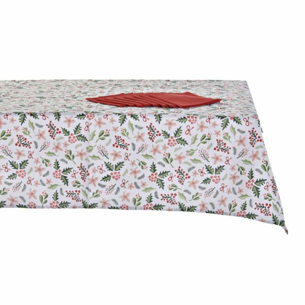 Комплект покривки за маса DKD Home Decor Коледа Червен полиестер Памук Зелен (150 x 150 x 0,2 cm)