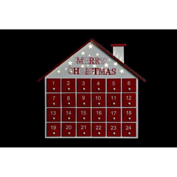 Коледен Календар DKD Home Decor LED Светлина С чекмеджета Къща Дървен MDF (30 x 7 x 27 cm)