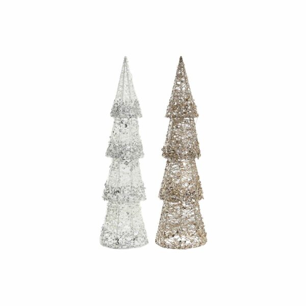 Ярка декорация DKD Home Decor Коледа Шампанско Дърво Бял (16 x 16 x 60 cm) (2 броя)