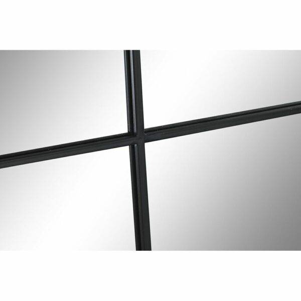 Стенно огледало DKD Home Decor Кристал Черен Прозорци Желязо (80 x 2,5 x 80 cm)