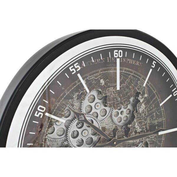 Стенен часовник DKD Home Decor Кафяв Карта на Света Черен Желязо (59,5 x 8,5 x 59,5 cm)