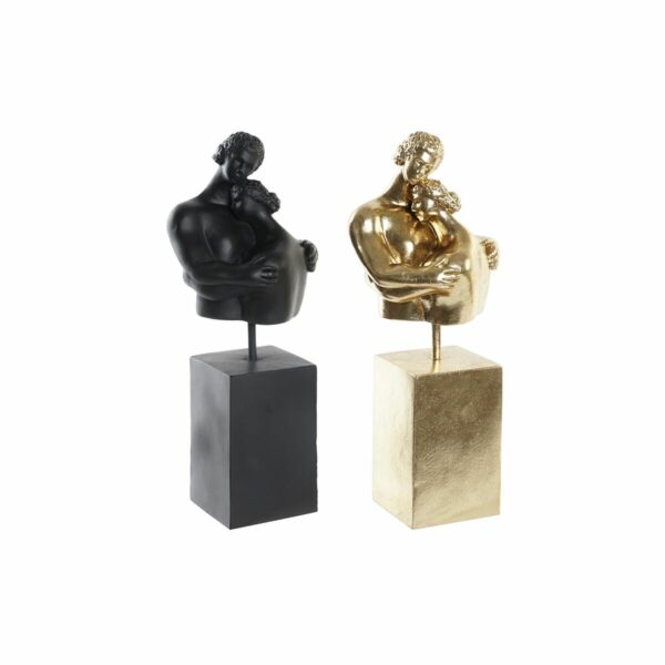 Декоративна фигурка DKD Home Decor Двойка партньори Черен Златен Метал Смола (15,5 x 13,5 x 37,5 cm) (2 броя)