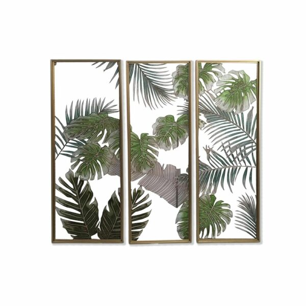 Пластно DKD Home Decor 3 Части Тропически Лист на растение (122 x 3 x 122 cm)