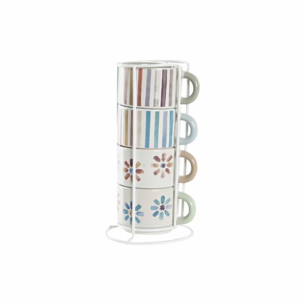 Комплект чаши за кафе части DKD Home Decor Райета Lilled Метал Каменинов (150 ml)
