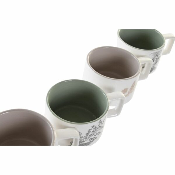 Комплект чаши за кафе части DKD Home Decor Бежов Метал Бял Dolomite (260 ml) (4 Части)