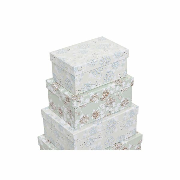 Комплект Кутии за Подреждане една върху друга DKD Home Decor Бежов Зелен Lilled Картон (43,5 x 33,5 x 15,5 cm)