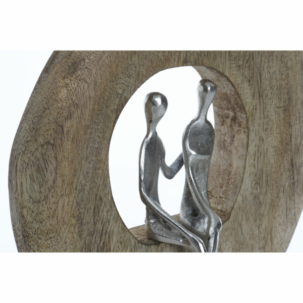 Декоративна фигурка DKD Home Decor Естествен Сребрист Алуминий Дърво манго Двойка партньори (23 x 7 x 25 cm)