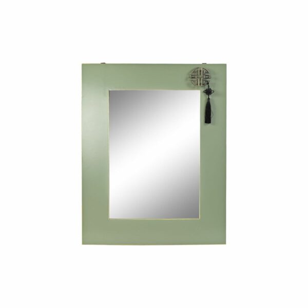 Стенно огледало DKD Home Decor Ела Естествен Червен Метал Зелен Ориенталски Дървен MDF (70 x 2 x 90 cm)