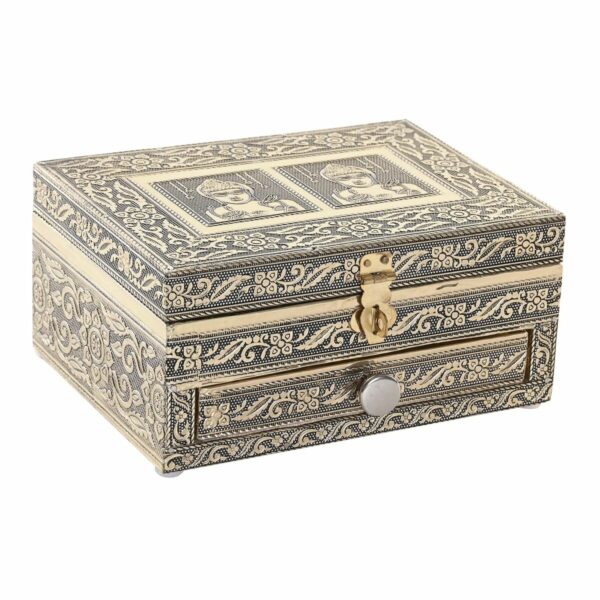 Кутия за бижута DKD Home Decor Шампанско Бежов Дървен Алуминий (17,5 x 12,5 x 8,5 cm)