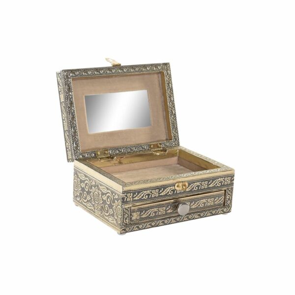 Кутия за бижута DKD Home Decor Шампанско Бежов Дървен Алуминий (17,5 x 12,5 x 8,5 cm)