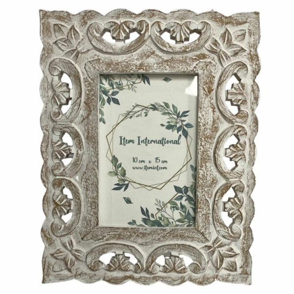 Рамка за снимки DKD Home Decor Кристал Бял Дървен MDF Shabby Chic (20 x 1,5 x 25 cm)