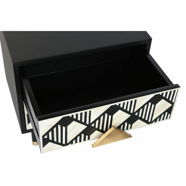 Нощно шкафче DKD Home Decor Черен Бял Кост Смола Дървен MDF (50 x 35 x 50 cm)