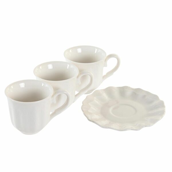 Комплект чаши за кафе части DKD Home Decor Естествен Порцелан Бял Бамбук (90 ml)