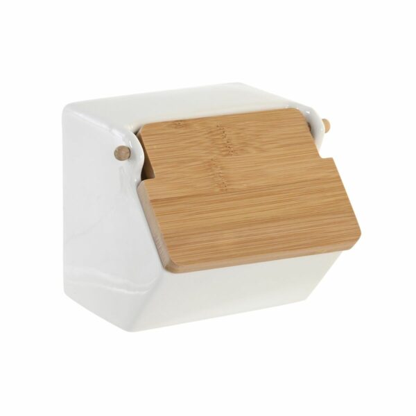 Кутия за сол DKD Home Decor Естествен Порцелан Бял Бамбук (12,5 x 14 x 12 cm)