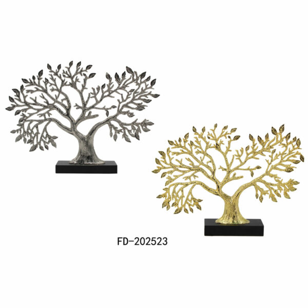 Декоративна фигурка DKD Home Decor Сребрист Дърво Златен Смола (39 x 7 x 27,5 cm) (2 броя)
