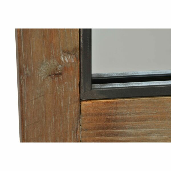 Стенно огледало DKD Home Decor Черен Метал Кафяв Бреза Прозорец (60 x 3 x 160 cm)
