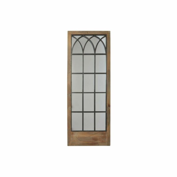 Стенно огледало DKD Home Decor Черен Метал Кафяв Бреза Прозорец (60 x 3 x 160 cm)