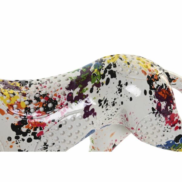 Декоративна фигурка DKD Home Decor Бял Леопард Смола Многоцветен Модерен (32,5 x 7 x 16 cm)