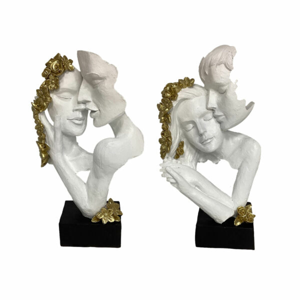 Декоративна фигурка DKD Home Decor Златен Бял Смола Двойка партньори (16 x 8,5 x 30 cm) (2 броя)