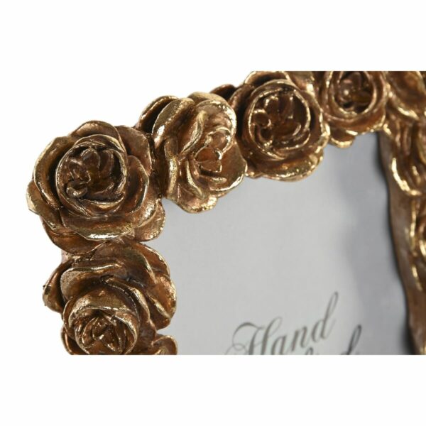 Рамка за снимки DKD Home Decor Златен Смола рози романтичен (15,5 x 3,2 x 20,3 cm)