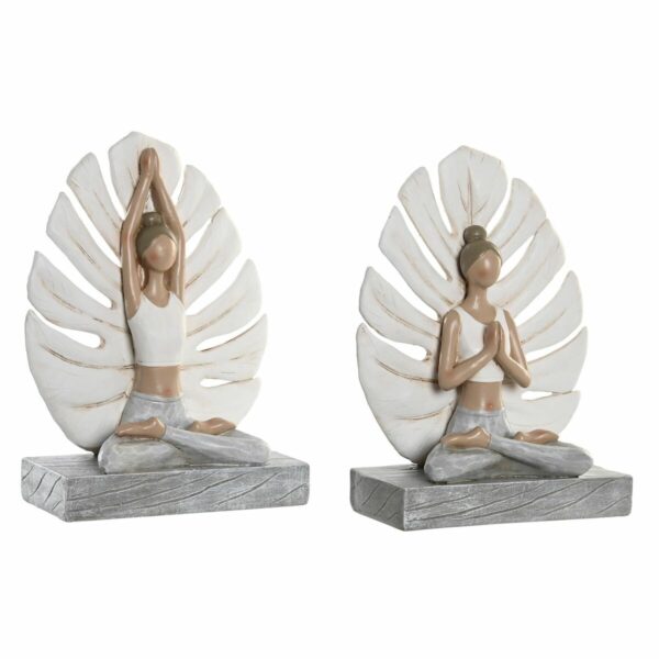 Декоративна фигурка DKD Home Decor Сив Бял Смола Yoga Модерен (16 x 7,5 x 21 cm) (2 броя)