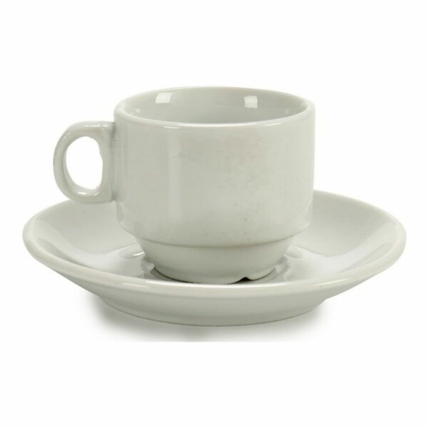 Комплект чаши за кафе части Бял Порцелан (11,8 x 1,6 x 11,8 cm) (12 Части) (12 Tassid)