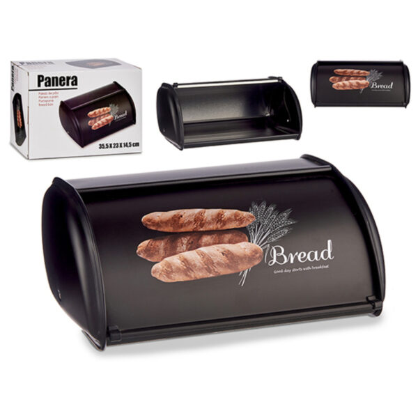Кутия за Хляб Bread Черен Метал (23 x 14,5 x 35,5 cm)