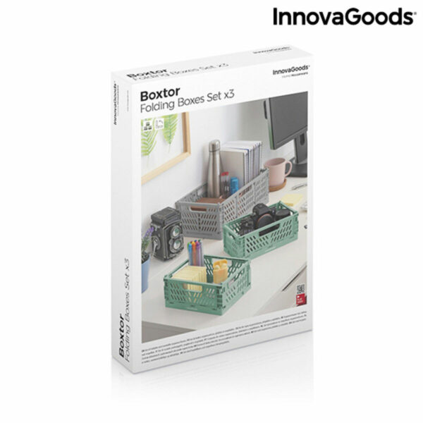 Комплект от 3 сгъваеми и подреждащи се кутии органайзери Boxtor InnovaGoods